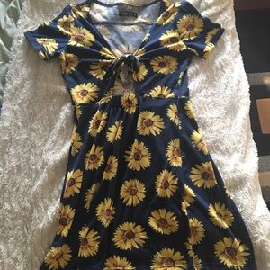 Front tie sunflower babydoll dress